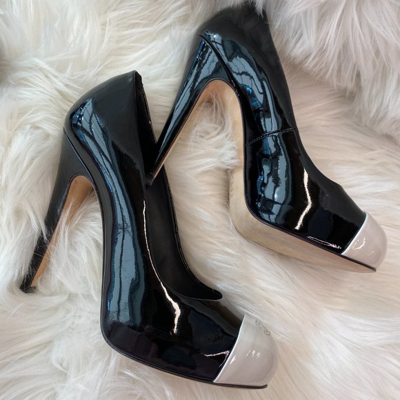 Chanel Two Tone Patent Leather Pumps - Picture 12 of 14